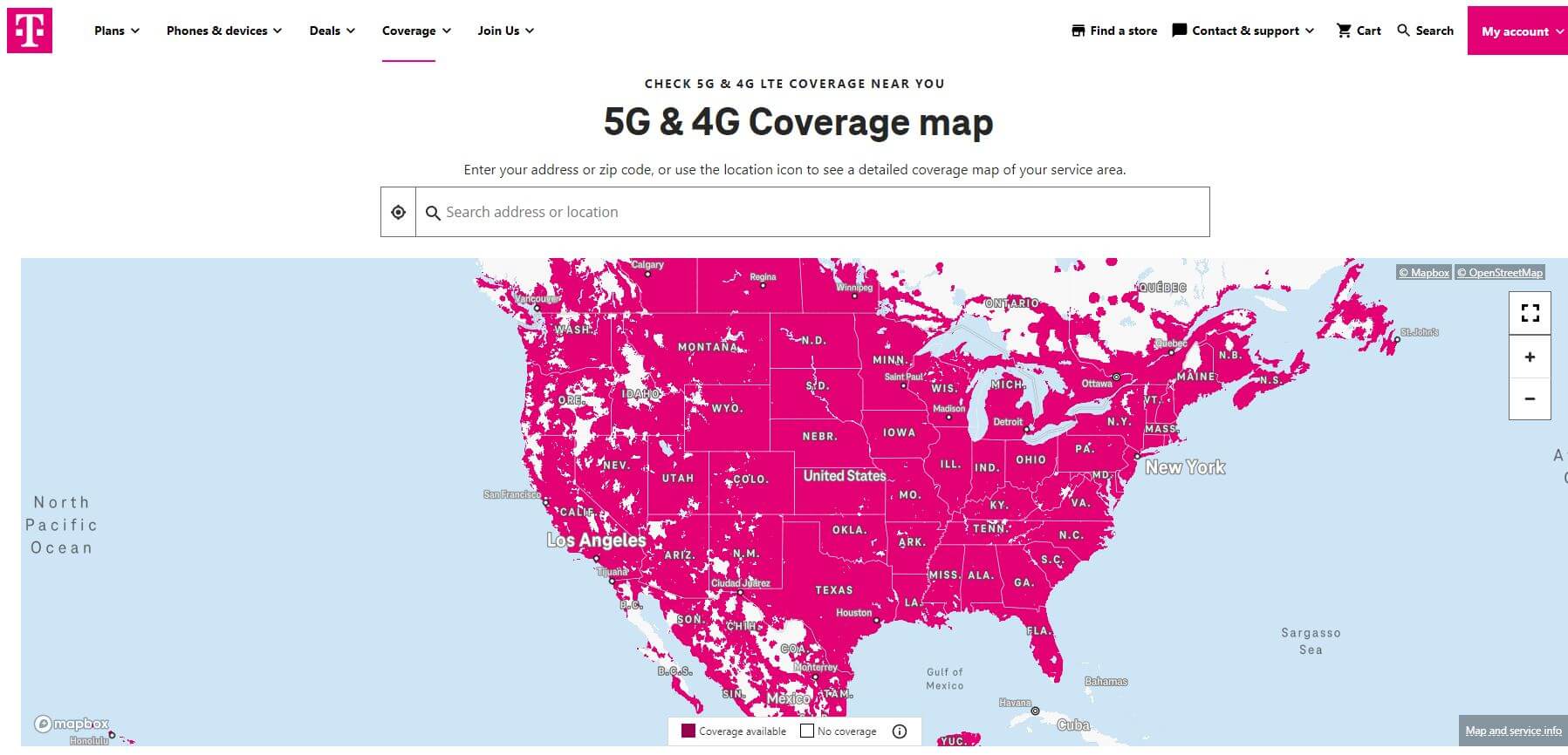 T-Mobile上網訊號覆蓋率